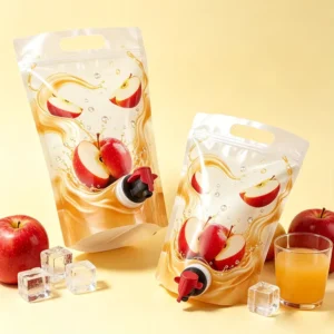 Fruit Juice Stand-Up Pouch with Valve, 1L 3L 5L, Food-Grade Flexible Liquid Packaging Bag, Refillable, OEM