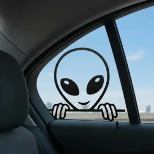 Funny Alien Peeking Waterproof PVC Car Window Decal Space Theme