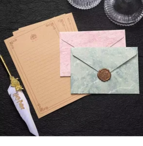Gilded Specialty Paper Envelopes with Wax Seal Stickers for Letters, Greeting Cards, and Invitations with Custom Logo Printing