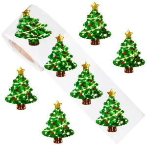 Glitter Christmas Tree Stickers Self Adhesive PVC Holiday Decals for Window Glass Party Decoration
