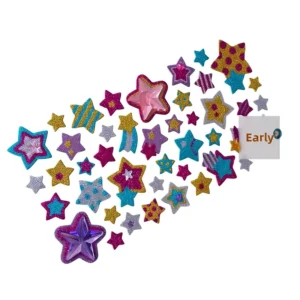 Glitter Gold Three-Dimensional Five-Pointed Star Stickers DIY Decorative Colorful Coated Paper Modern