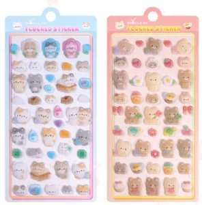 Glossy 3D Raised Flocked Cartoon Decals for Journals, Phones, and Cups