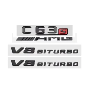 Glossy Black C63S Car Rear Trunk LID Letters Badge Emblem Sticker with ABS Chrome Material for C Class W204 W205