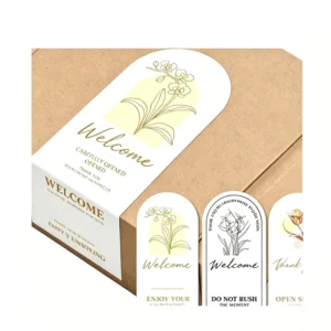 Glossy Coated Paper Adhesive Sticker Label Custom Rectangular Commercial Packaging Retail Shop Gift Box E-Commerce Package