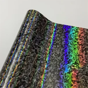 Glossy Laser Forged Carbon Fiber Rainbow Holographic Car Vinyl Wrap Film
