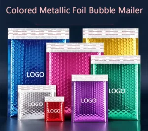 Glossy Metallic Bubble Mailers Custom Logo Thick Shockproof Waterproof Self-seal Envelopes for Jewelry Phone Cases and Gifts