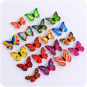 Glowing Self-Adhesive 3D Colorful Butterfly Wall Stickers, LED Night Light, Luminous Home Decoration