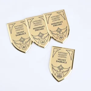 Gold Aluminum Wine Label 3D Embossed Metal Logo Sticker Waterproof for Red Wine Packaging