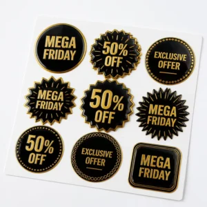 Gold Foil Embossed Retro Design Labels for Handmade Crafts and Stationery