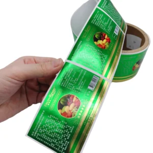 Gold Foil Holographic Vinyl Labels for Candy Snack & Lollipop Packaging Custom Logo Waterproof Adhesive Sticker Rolls