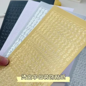 Gold Foil Number and English Letter Stickers, Multicolor PVC Waterproof Stickers for Diaries and Planners