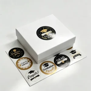 Gold Foil Round Embossed Stickers for Gift Box Packaging Sealing Anniversary Wedding Labels Roll