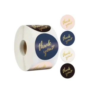 Gold Foil Thank You Stickers for Small Business, Custom Logo Packaging Labels, Waterproof Roll