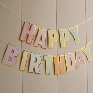 Gold Stamping Happy Birthday Paper Letter Banner for Birthday Party Decorations