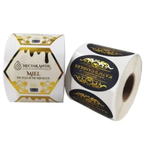 Gold Textured Paper Hair Oil Bottle Labels