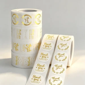Golden Waterproof Sticker Roll Thank You Labels for Baking Gift Packages 500 Pcs