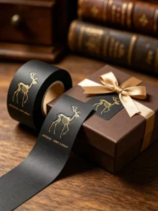 Gothic Christmas Gold Foil Embossed Stickers Eco-Friendly Black Art Paper Holiday Decals for Gift & Event Packaging