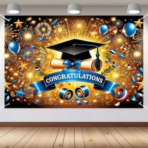 Grad Congrat Party Wall Decor Graduation Party Banner Backdrop Indoor Outdoor