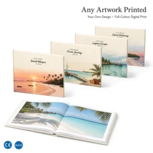 Gradient Printed Linen Photo Album, Silver Trim, 8 Photos, Self-Adhesive, 20x15cm