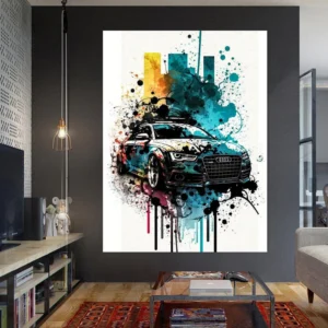Graffiti Car Poster Pop Art Sports Wall Decor Mushroom Colorful Cloud Painting