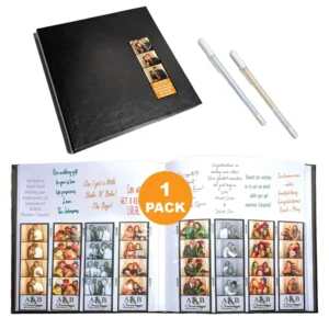 Guest Book With 2 x 6 Clear Picture Inserts for Photo Strips, Scrapbook Album, Wedding and Baby