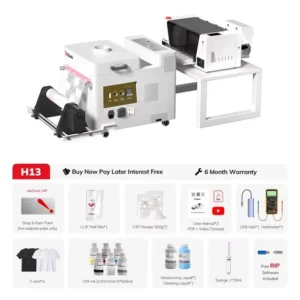 H13 Digital DTF Printer with Powder Shaker F1080 Printhead A3 Size 14 Inch for T-Shirt Printing