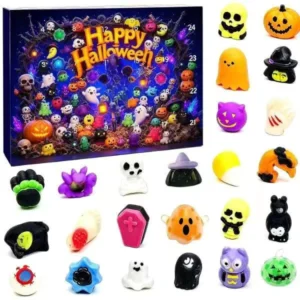 Halloween Advent Calendar 24 Day Crunchy Soft Plastic Magic Cubes Stress Relief Toy Countdown Gift Box Blind Toy
