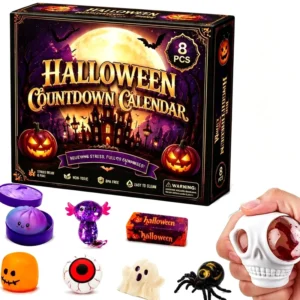Halloween Advent Countdown Calendar Blind Box Maltose Flour PU TPR Squishy Toy Set Surprise Stress Relief Holiday Gift