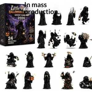 Halloween Adventure Calendar Blind Box Cartoon Anime-Style Black-Cloaked Grim Reaper Witch Mini Figure Set Acrylic Ornament