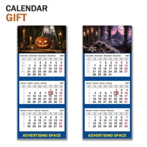 Halloween Calendar Custom Tri-Fold 3-Month Vertical Wall Calendar Printing for Commercial Promotion