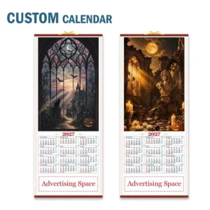 Halloween Chinese Bamboo Scroll Wall Calendar Custom Printing