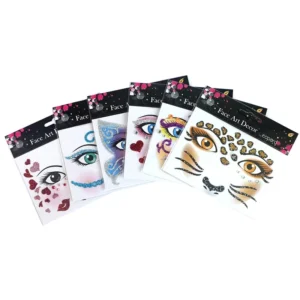 Halloween Christmas Party 3D Waterproof Eco-Friendly PVC Face Stickers Animal Print Diamond Sparkling Powder Makeup Cartoon
