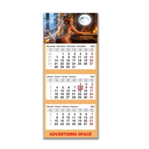 Halloween Custom 3-Month Vertical Wall Calendar with Custom Logo Space for Holiday Gifts