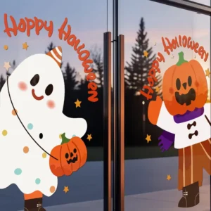 Halloween Decoration Static Stickers Atmosphere Decoration Glass Showcase Door Stickers Window Flower Window Stickers Pumpkin