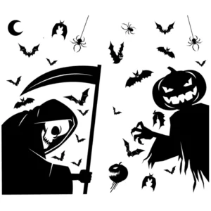 Halloween Giant Ghost, Monster, Witch and Death Bat PVC Window Electrostatic Stickers, American-Style Party Decoration