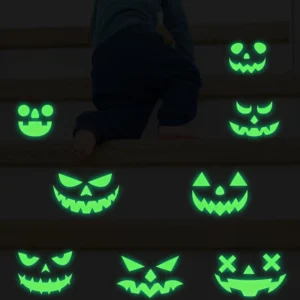Halloween Glow Wall Decals in the Dark Luminous Spooky Pumpkin and Ghost Stickers for Party Decoration