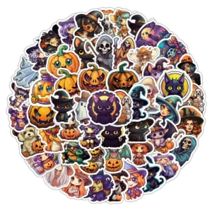 Halloween Graffiti Waterproof Vinyl Stickers Creative Children’s Decorative Refrigerator Water Cup Covers for Computer
