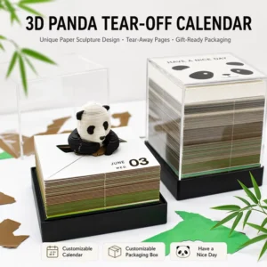 Hand-Cut Paper Sculpture Sticky Note Calendar Desktop Panda 3D Desk Calendar