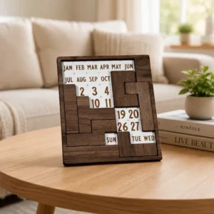 Handcrafted Wooden Puzzle Calendar Home Office Desk Decor