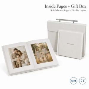 Handled PU Leather DIY Photo Album Gift Box Set Velvet Lining Magnetic Custom Picture Book for Wedding Studio Souvenirs