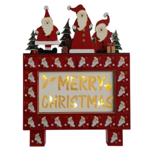 Handmade Christmas Wooden Crafts Christmas Gift Advent Calendar Countdown Box with Drawers and LED Lights