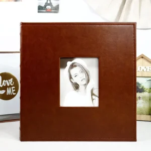 Handmade DIY Leather Photo Album and Baby Storage Book with Coated Self-Adhesive Paper