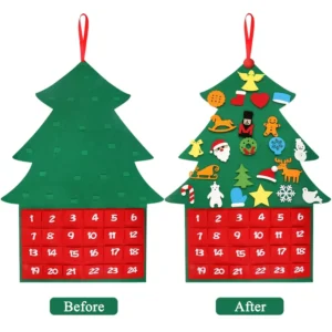 Handmade High Quality Personalized Eco-Friendly DIY Felt Christmas Countdown Advent Calendar with Ornaments for Parties