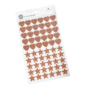 Handmade Rose Gold Glitter Stickers PVC Material Silk Screen Printed Letter Heart Star Journal Diary Flat Decoration Stickers