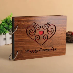 Handmade Wooden Cover Scrapbook Photo Album for Christmas, Wedding, and Birthday Gifts
