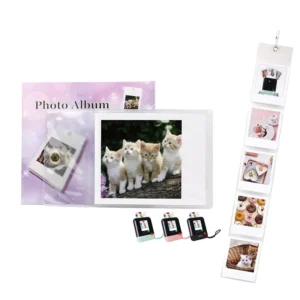 Hanging Album Wall Ornament for Wide Square Camera, Kpop Style, PU Leather Paper Cover, Plastic Material, 3.5×4.25 Inches