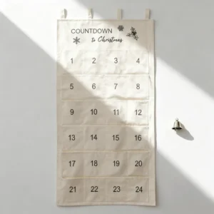 Hanging Christmas Advent Calendar Box with Canvas Embroidery Eco-Friendly Fabric for Home Decor