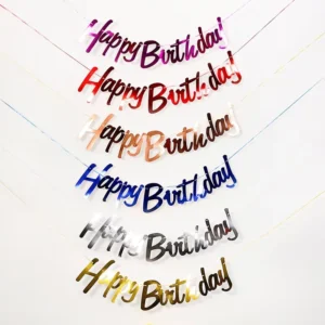 Happy Birthday Flag Decoration Plastic Gold Foil One-Piece Golden Silver Conjoined Letters Banner Party Supplies