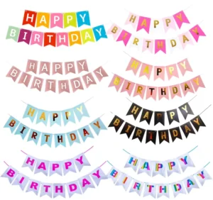 Happy Birthday Letter Banner Paper Bunting Garland for Baby Shower and Kids Birthday Party