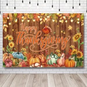 Happy Thanksgiving 71 x 43 Inch Lightweight Polyester Indoor Outdoor Wall Backdrop Banner Tapestry
